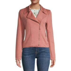Max Studio Solid-Hued Biker Jacket - /Pink - XS